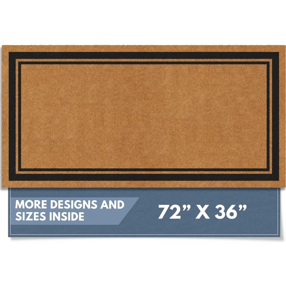 Barnyard Designs 36x72 Coco Coir Doormat Non Slip Large Double Door Entry Mat